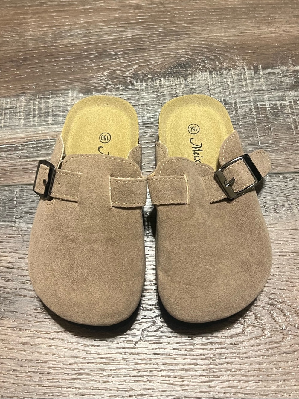 Amazon Kids Suede Slip-On Clogs in Light Brown
